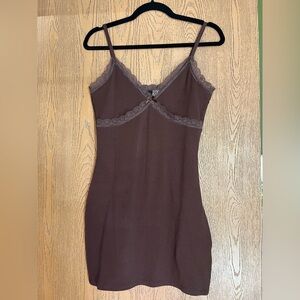 H&M Brown Lace Trim Dress